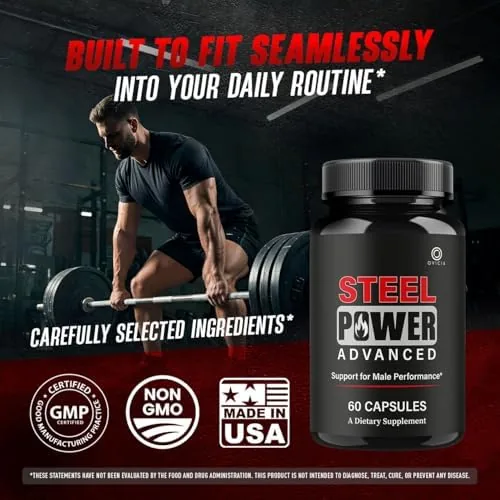 Steel Power ingredients: L-citrulline, Panax ginseng, maca root, Tongkat Ali and zinc