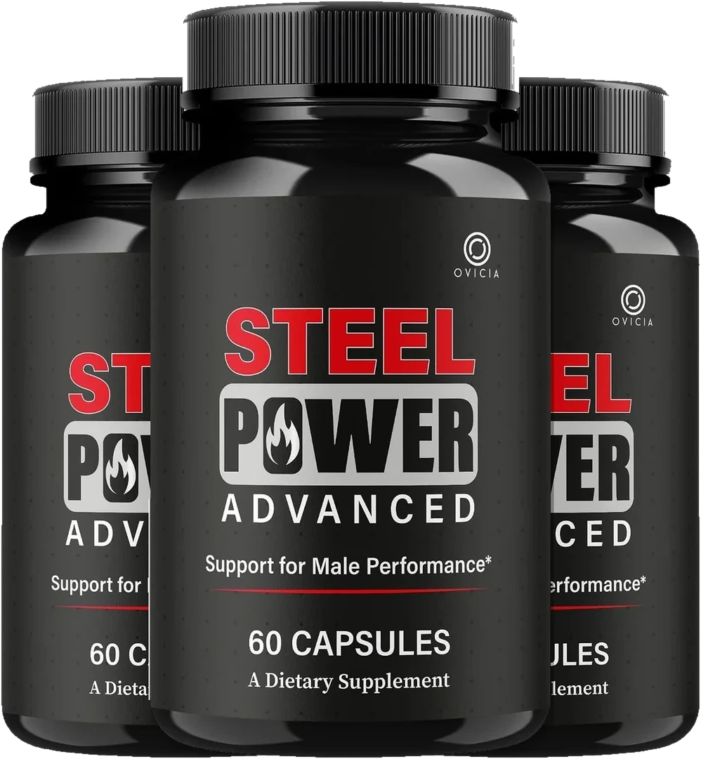 Steel Power 3-bottle men's health supplement package